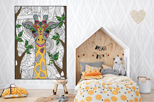 Add a pop of color with a Giraffe coloring poster