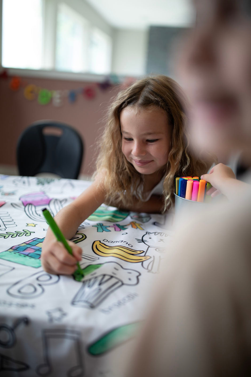 Preschool Washable Fabric Coloring Tablecloth | Reusable Activity