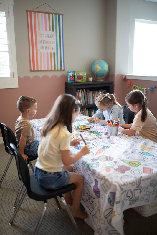 Preschool Washable Fabric Coloring Tablecloth | Reusable Activity