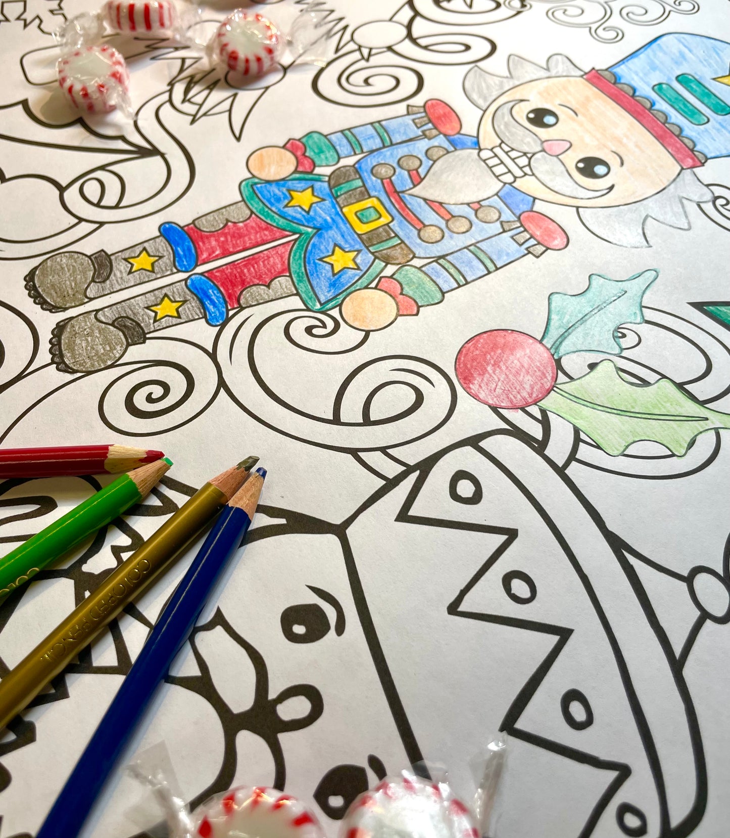 Classic Christmas Nutcracker Coloring Poster - Folded or Rolled