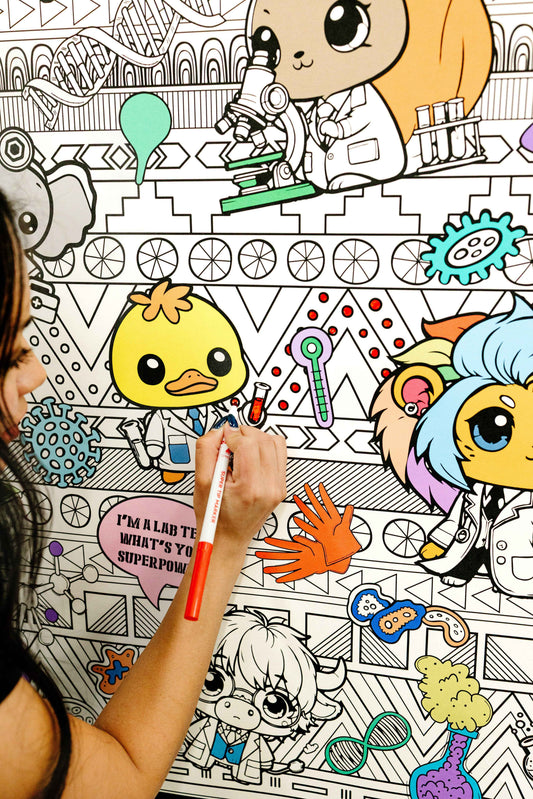 Lab Animals Lab Week Coloring Poster - Lab Week Appreciation Wall Art