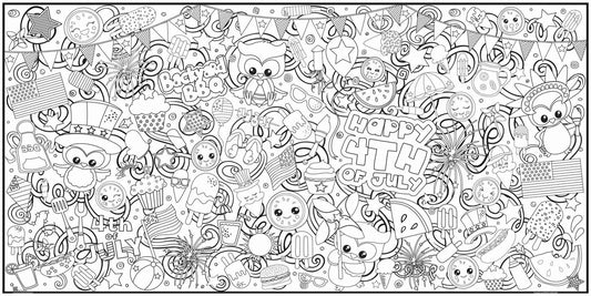 Giant 4th of July Coloring Banner | Large Summer Family Coloring Page