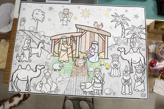 PERSONALIZED Christmas Nativity Coloring Poster | Holiday Coloring Fun