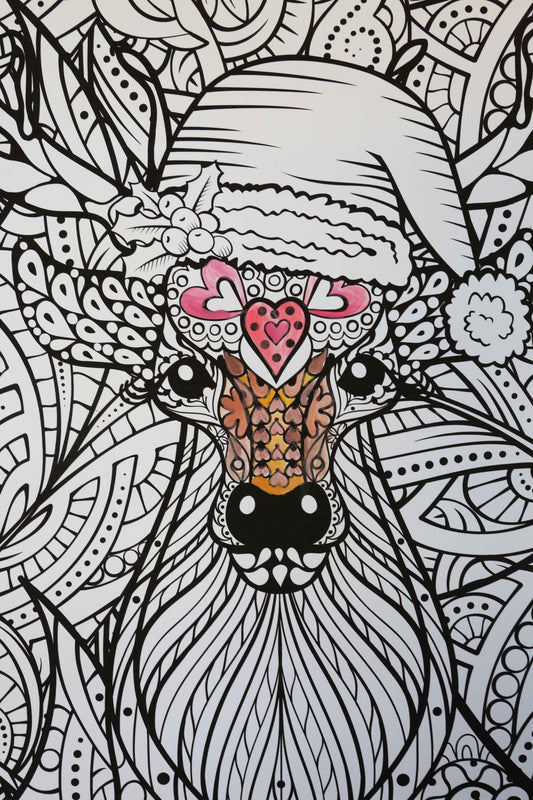 Jumbo Christmas Deer Coloring Poster | Huge Holiday Coloring Activity
