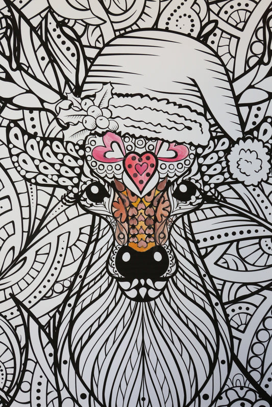 Christmas Deer Giant Coloring Poster – Large Holiday Wall Art for Families & Group Coloring Activity for Parties & Celebrations