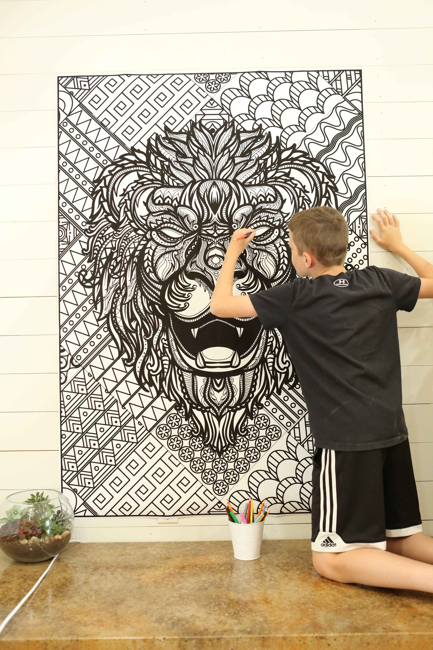 Personalized Huge Lion Coloring Poster | Nature Coloring Project