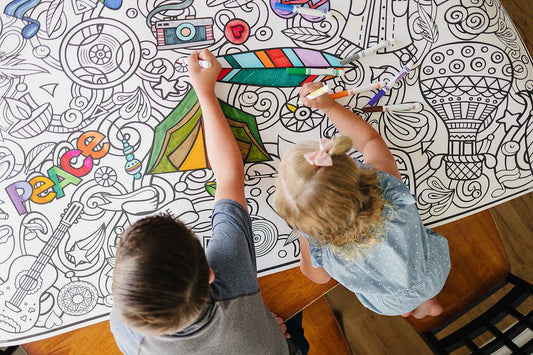 Giant Boho Hippie Coloring Poster | Easy Fun Family Coloring