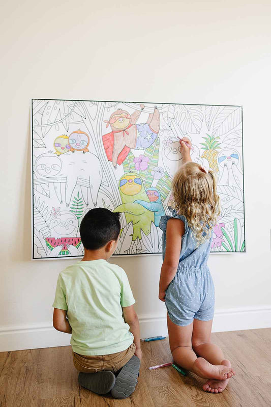 Huge Silly Sloths Coloring Poster | Children's Sloths Coloring Poster
