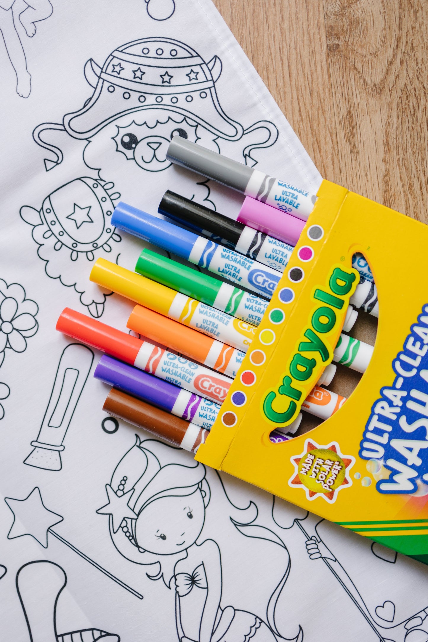 Summer Washable Coloring Tablecloth-Washable Reusable Coloring Tablecloth for kids and families. Color, Wash, and Reuse