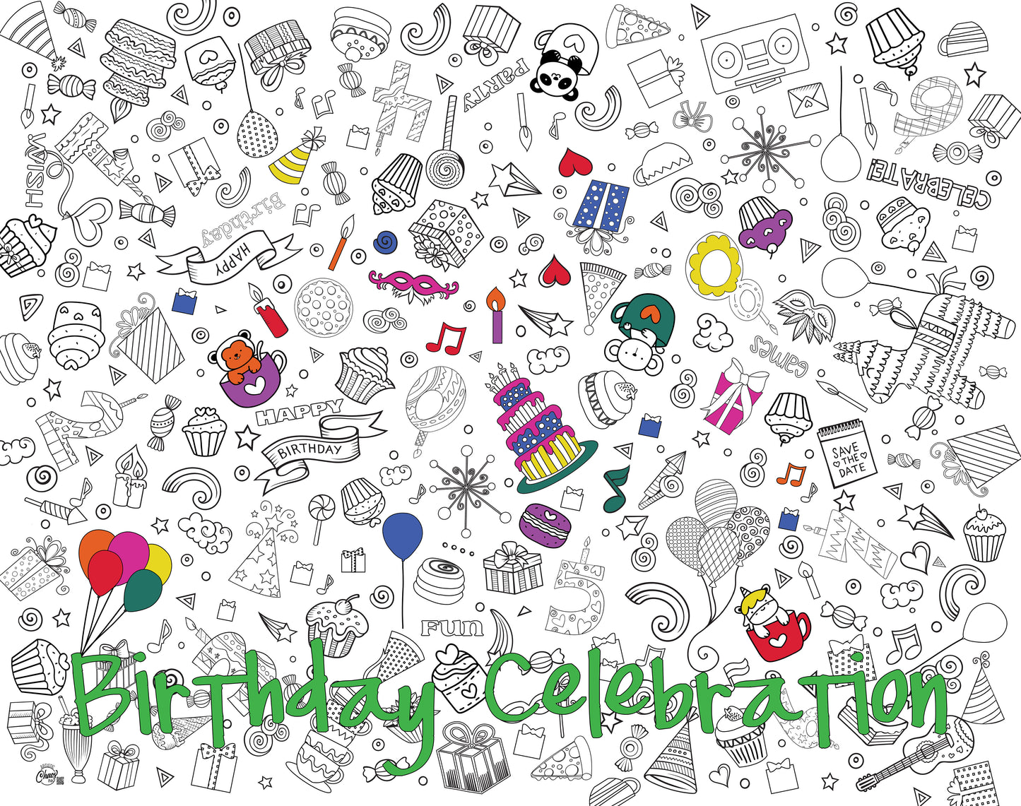 Birthday Washable Coloring Tablecloth