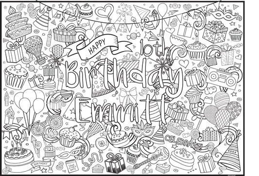 Birthday Giant Coloring Poster - Large Celebration Design for Large Groups or Individual Coloring Joy