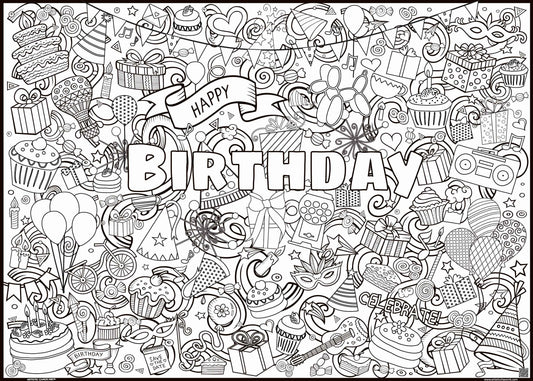 Giant Birthday Coloring Poster | Huge Happy Birthday Coloring Poster