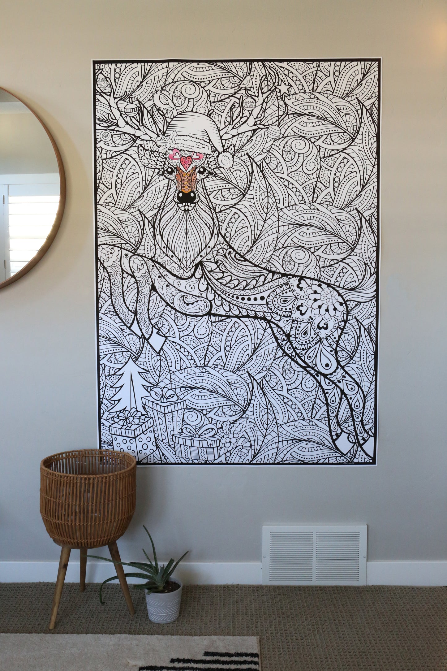 Jumbo Christmas Deer Coloring Poster | Huge Holiday Coloring Activity