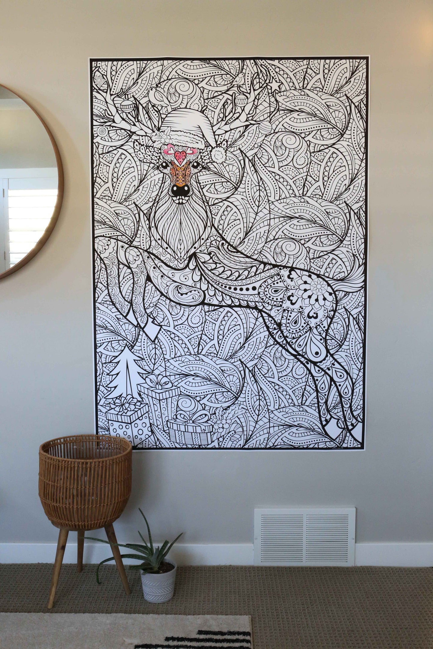 Jumbo Christmas Deer Coloring Poster | Huge Holiday Coloring Activity