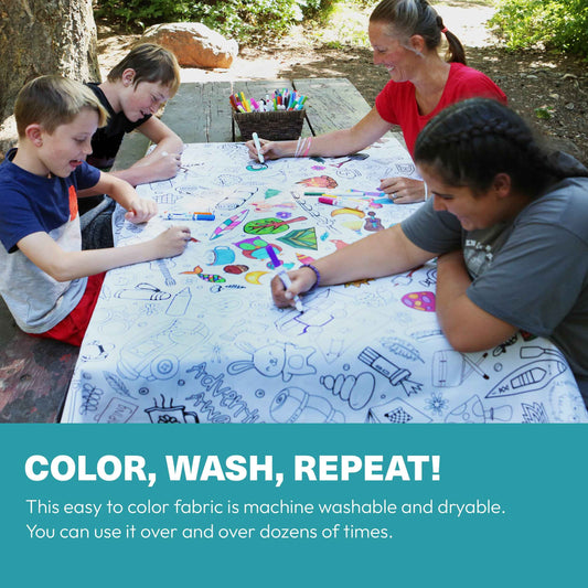 Fantasy Washable Fabric Coloring Tablecloth | Reusable Group Coloring