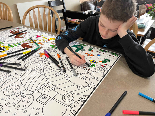 Giant Farm Coloring Poster | Farm Animals Preschool Easy Coloring