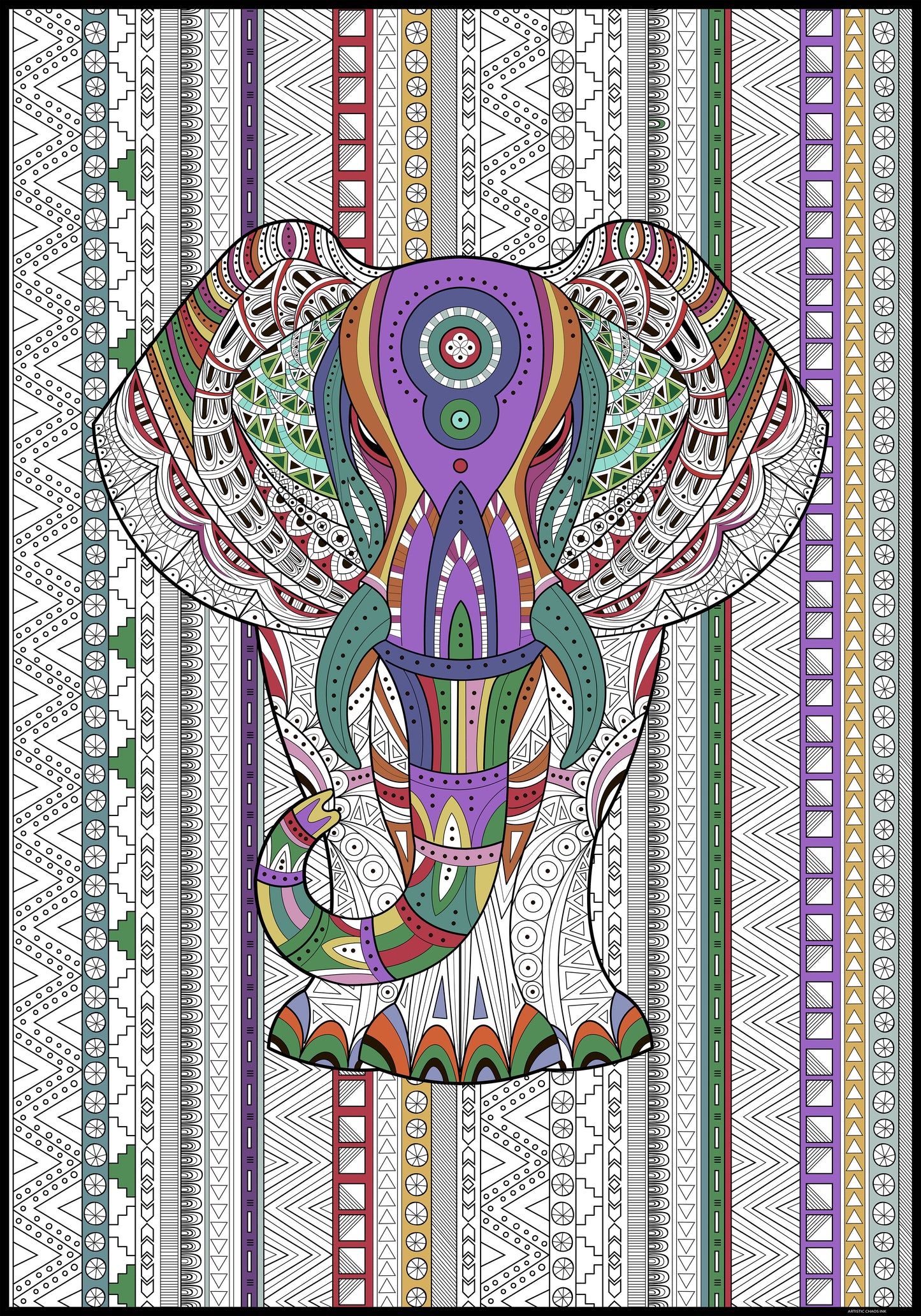 Personalized Giant Elephant Coloring Poster | Fun Coloring Activity