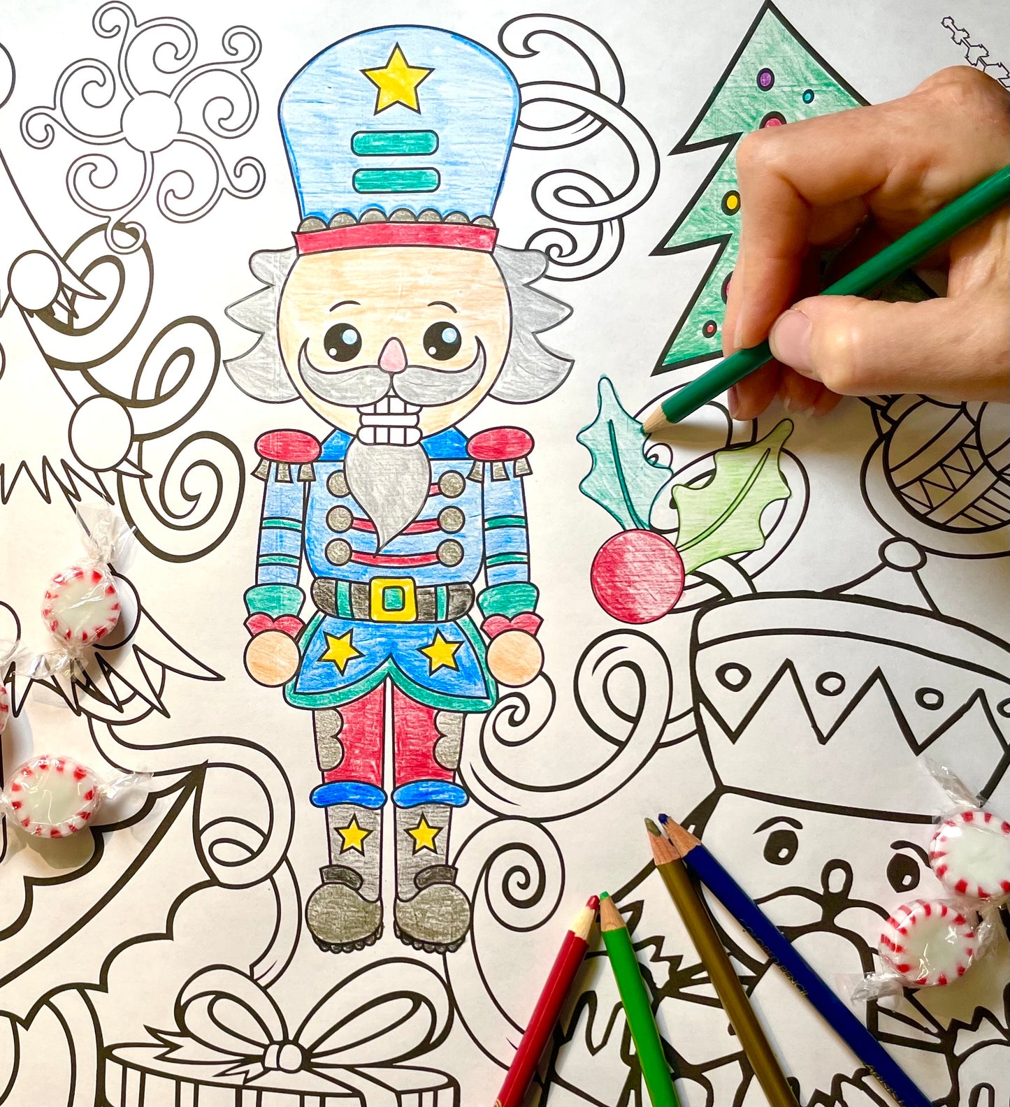 Classic Christmas Nutcracker Coloring Poster - Folded or Rolled