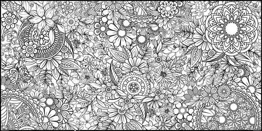 Giant Flower Mandala Coloring Sheet | Big Floral Coloring Banner