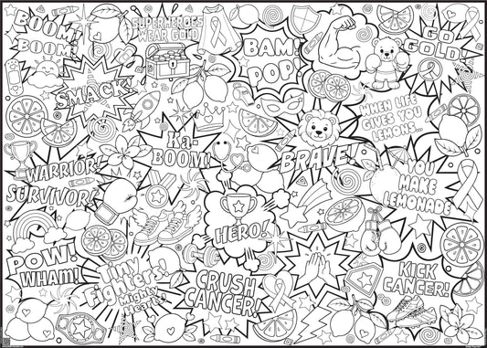 PERSONALIZED Kick Kid's Cancer Coloring Poster | Childhood Cancer Awareness