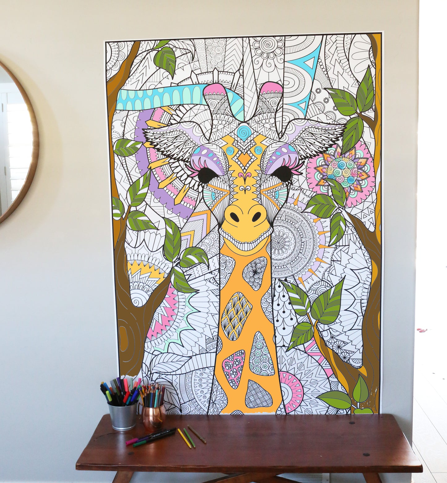Personalized Giraffe Giant Coloring Poster | Collaborative Coloring