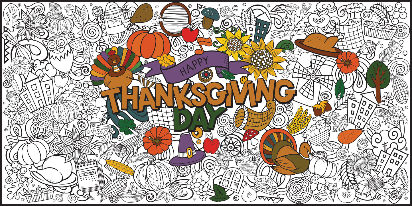 Thanksgiving Day Everyday Event Poster and Banner | Large Coloring & Activity Poster for Celebrations, Kids, and Gatherings