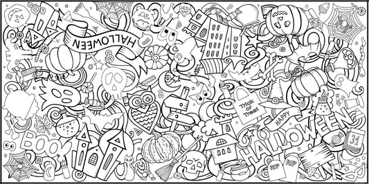 Large Halloween Coloring Sheet | Easy Halloween Party Coloring Banner