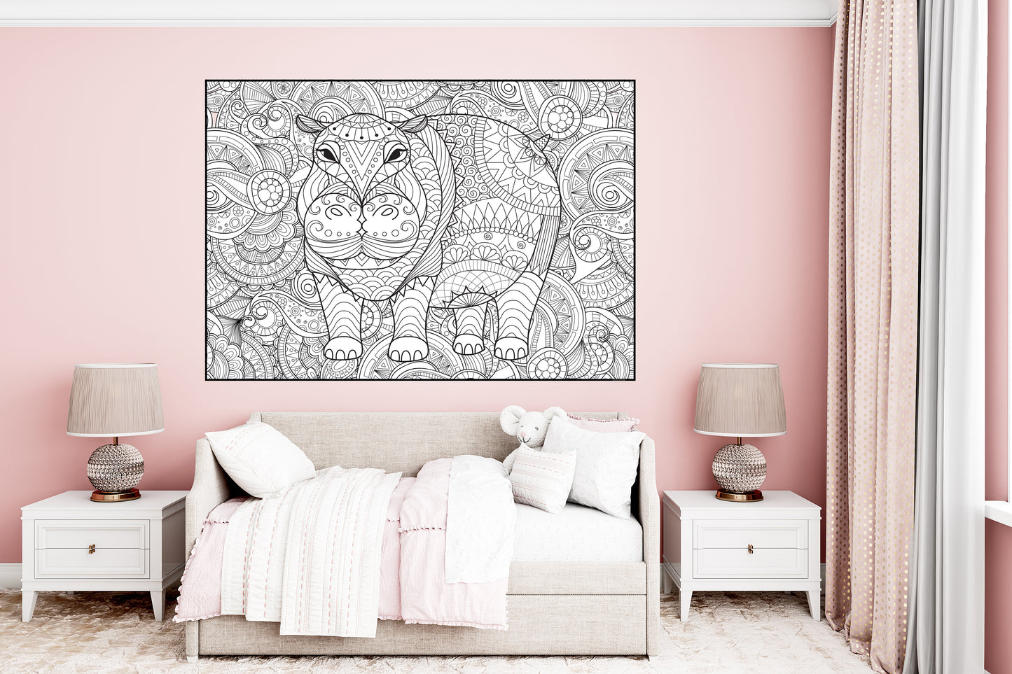 Personalized Hippo Giant Coloring Poster | Classroom Coloring