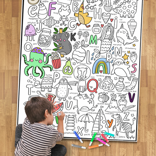 Preschool ABC's Giant Coloring Poster - Giant Easy Flow Coloring Wall Art, Large Open Space Design for Relaxing Coloring
