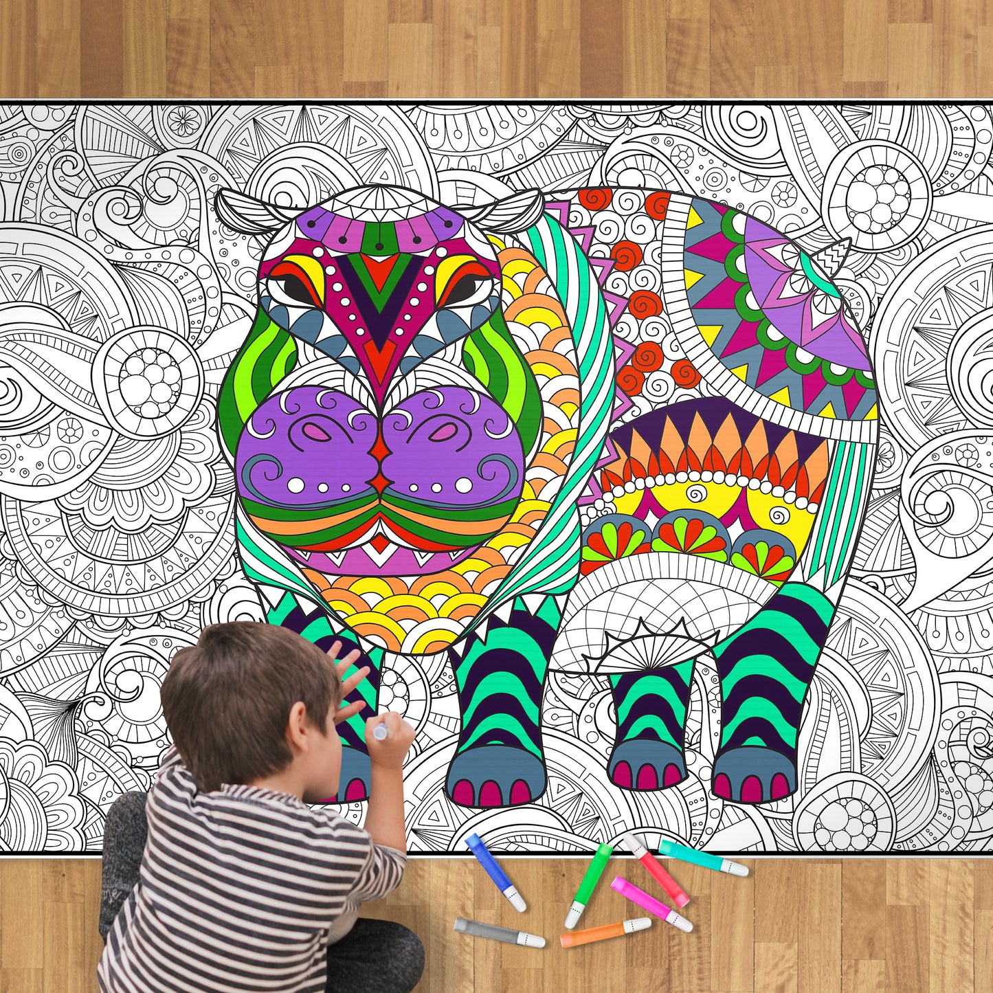 Hippo Premium Giant Coloring Poster