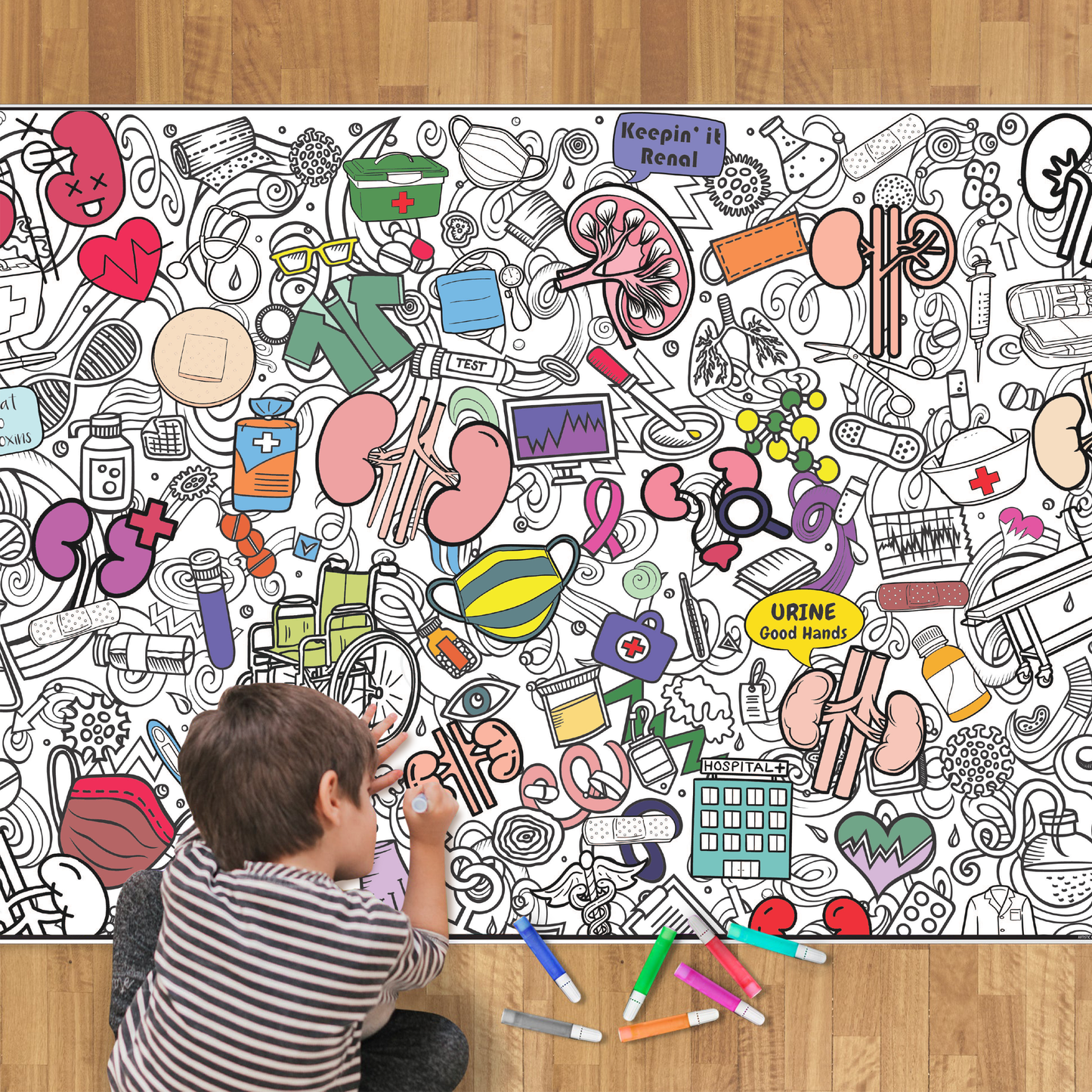 Kidney Coloring Poster for Health Awareness