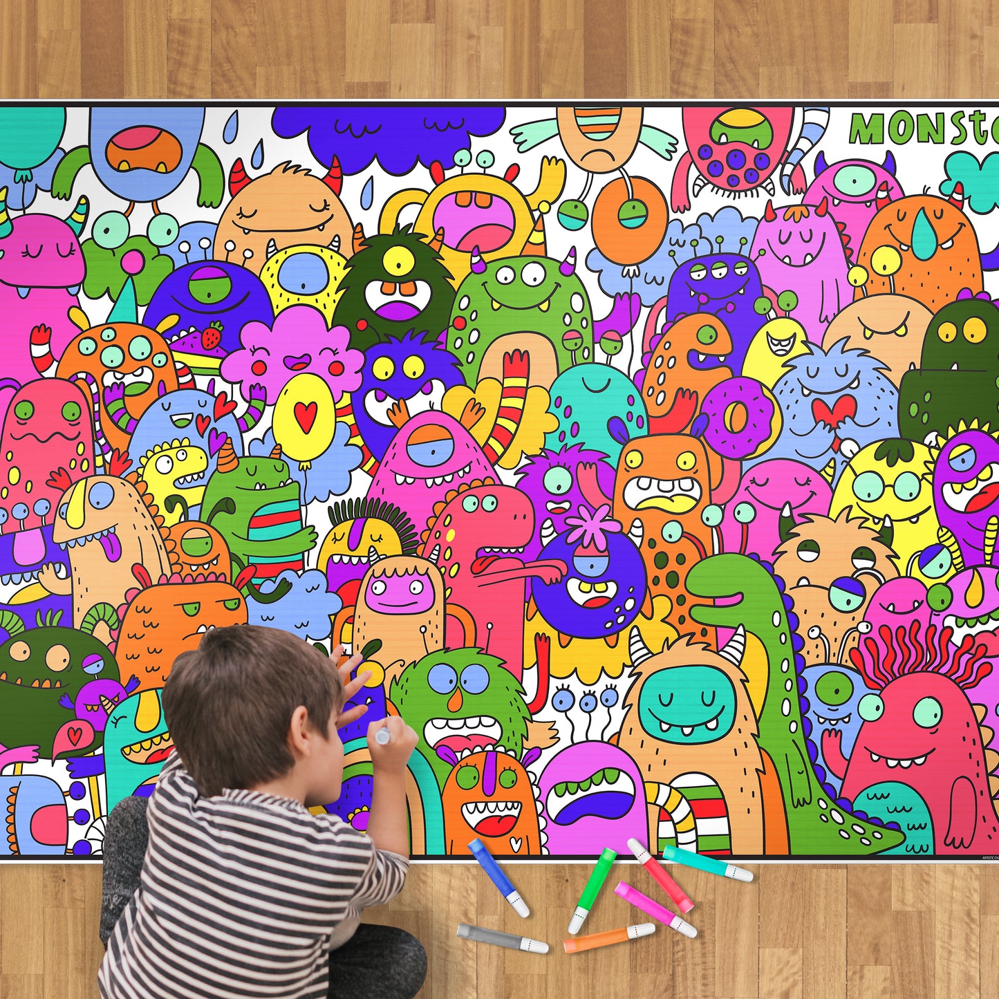 Fun Monsters Giant Coloring Poster- Giant Low-Stress Coloring Wall Art