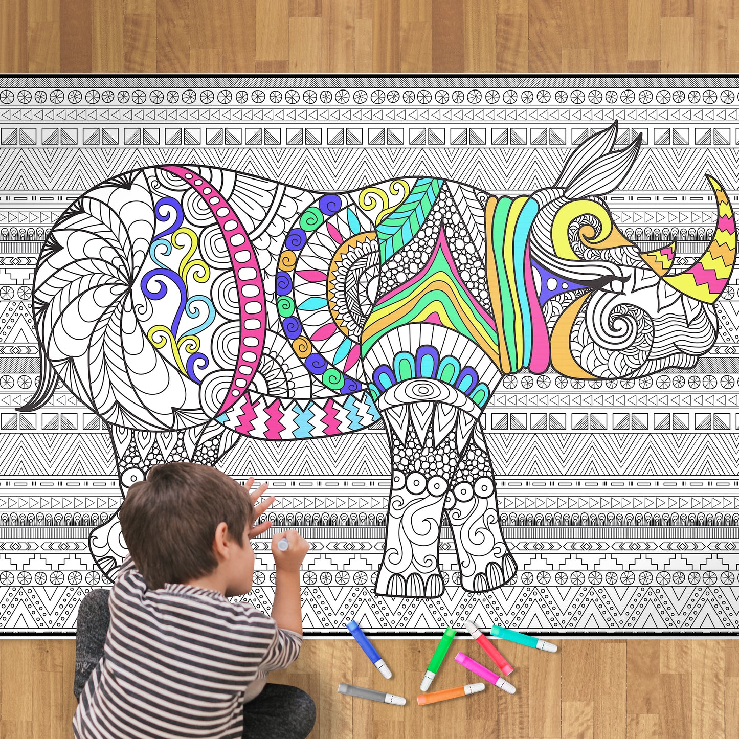 Large Rhino Coloring Poster | Jumbo Party Coloring Sheet