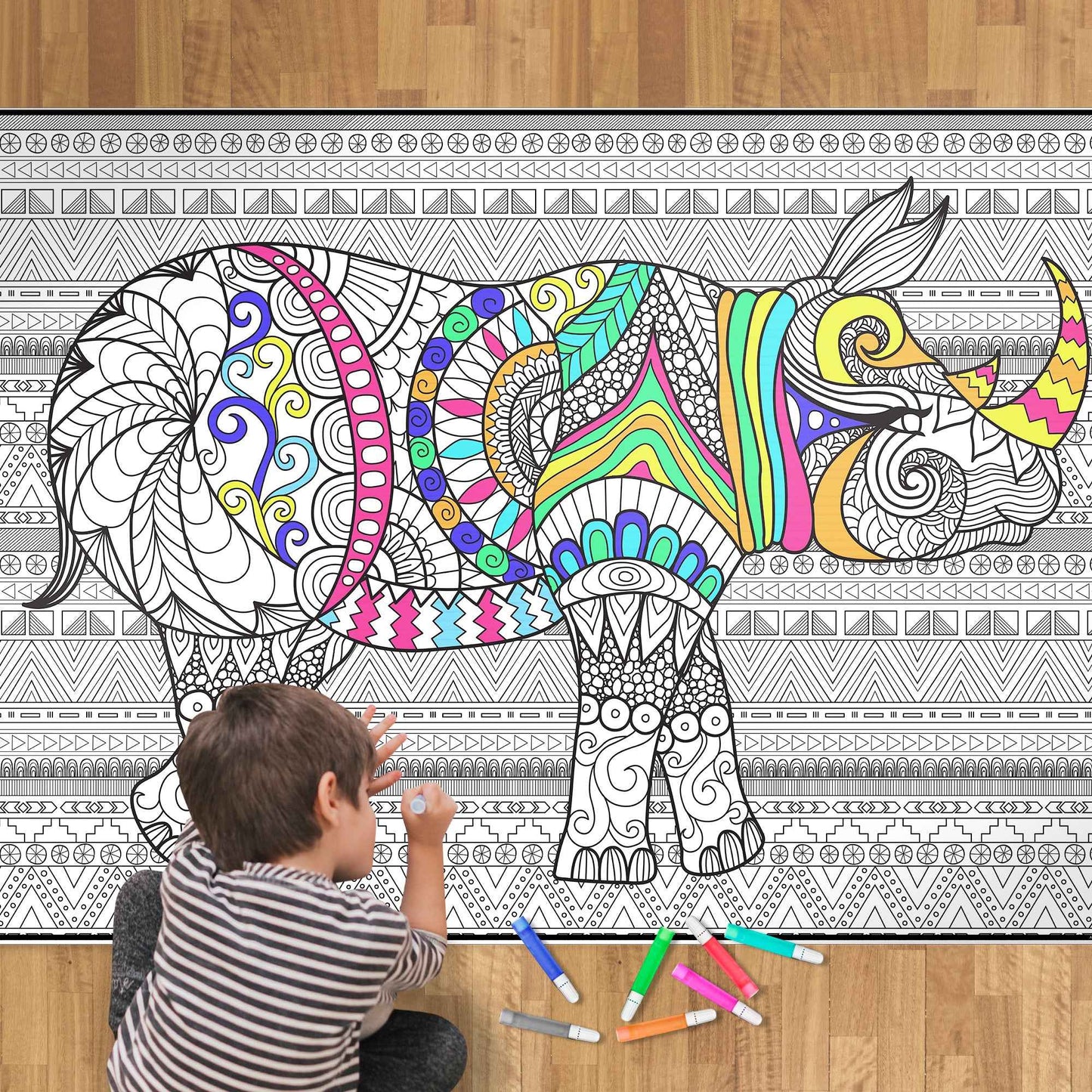 Large Rhino Coloring Poster | Jumbo Party Coloring Sheet