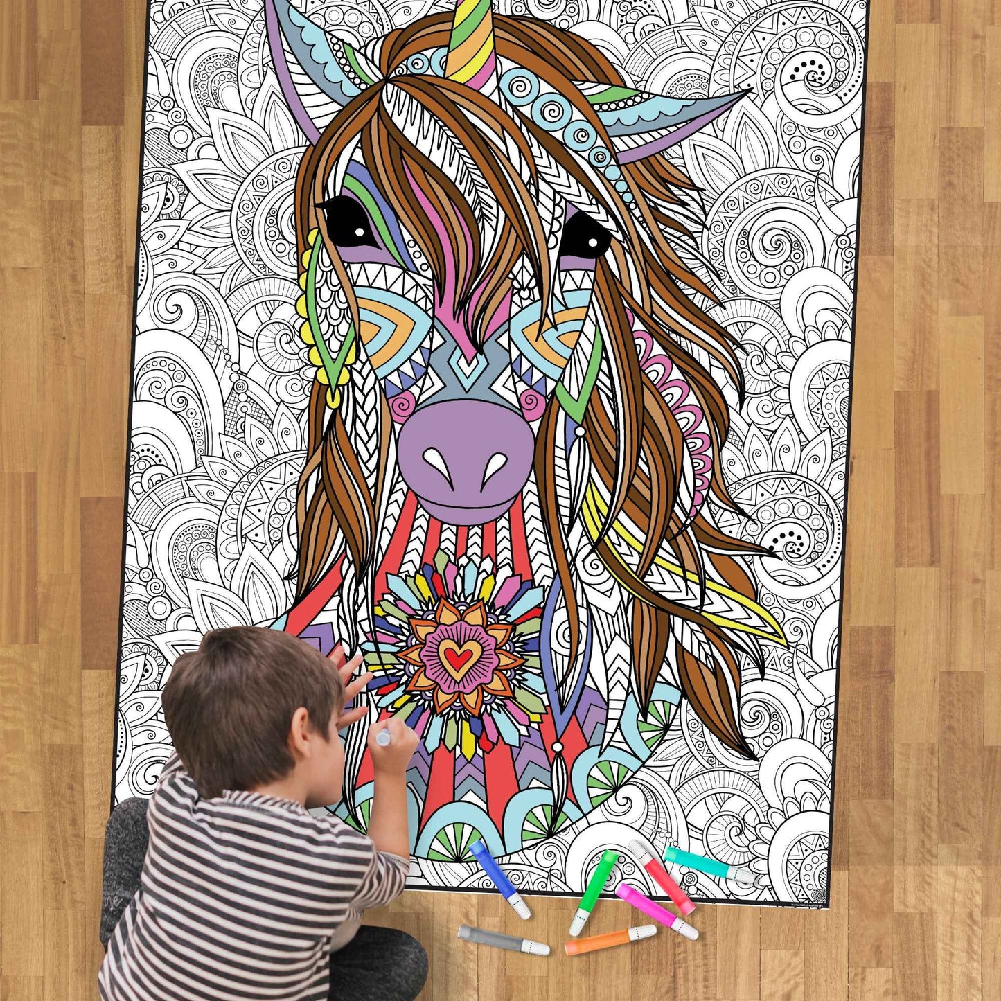 Giant Unicorn Coloring Poster | Large Fantasy Coloring Wall Art
