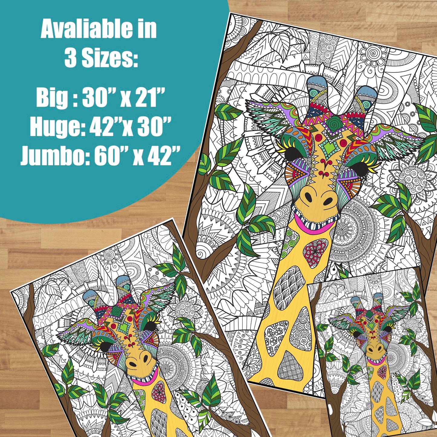 PERSONALIZED Premium ANIMAL Coloring Poster - choose your favorite animal
