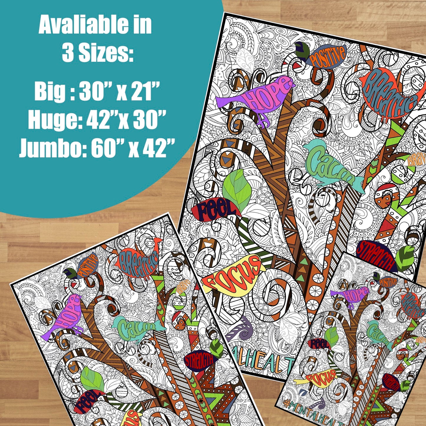 Mental Health/Wellness Premium Giant Coloring Poster