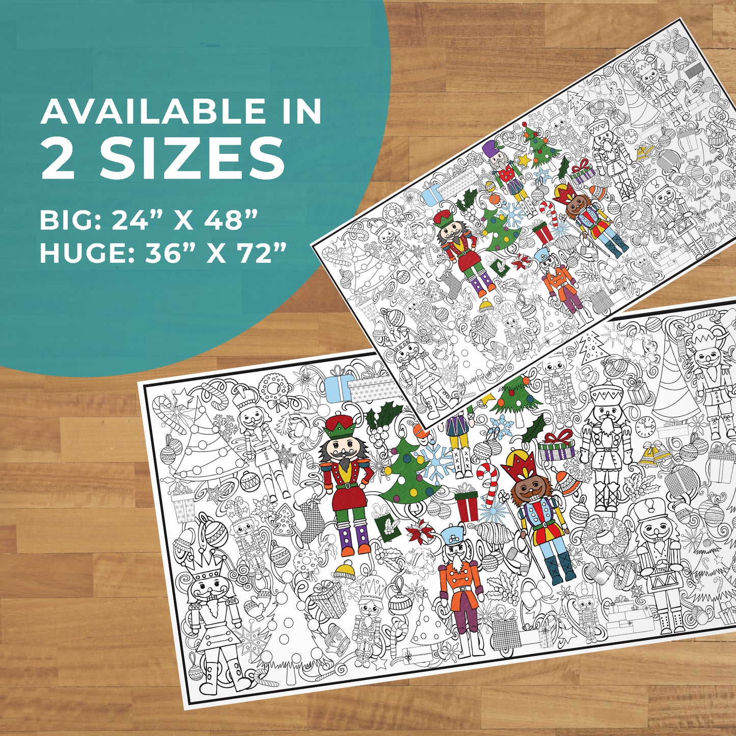 Classic Christmas Nutcracker Coloring Poster - Folded or Rolled
