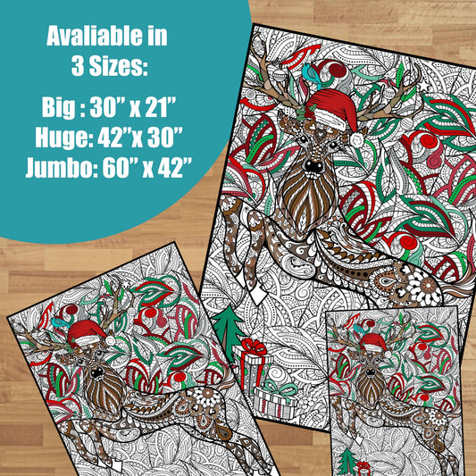 PERSONALIZED Christmas Reindeer Coloring Poster | Christmas Coloring Fun