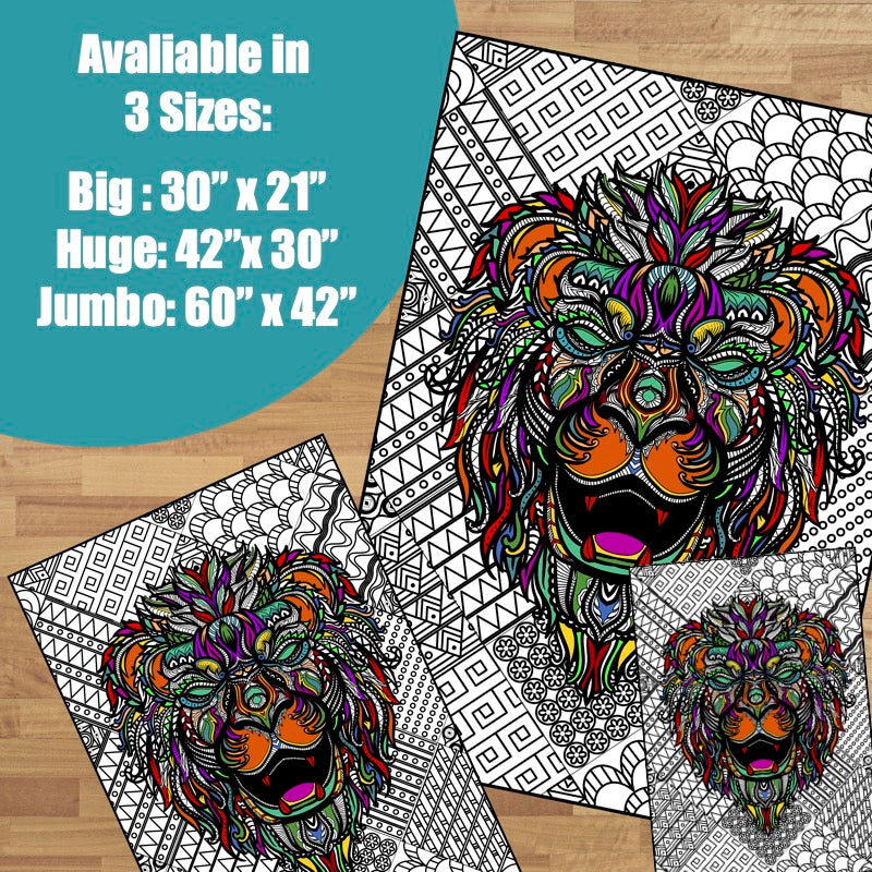 Premium Giant Lion Coloring Poster