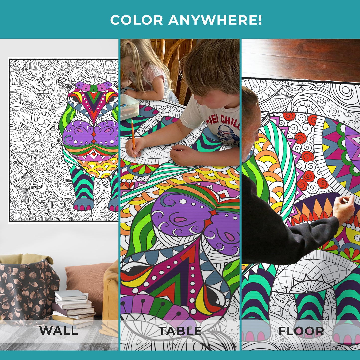 Hippo Premium Giant Coloring Poster