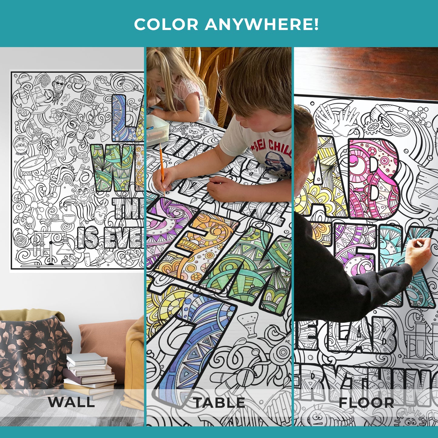 Lab Week Giant Coloring Poster – Medical Laboratory Appreciation Wall Art, Large Group Coloring Activity for Lab Staff & Healthcare Teams