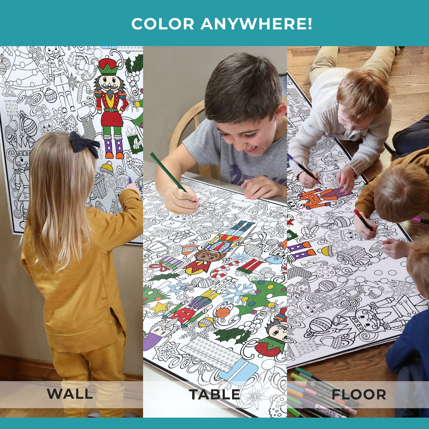 Classic Christmas Nutcracker Coloring Poster - Folded or Rolled