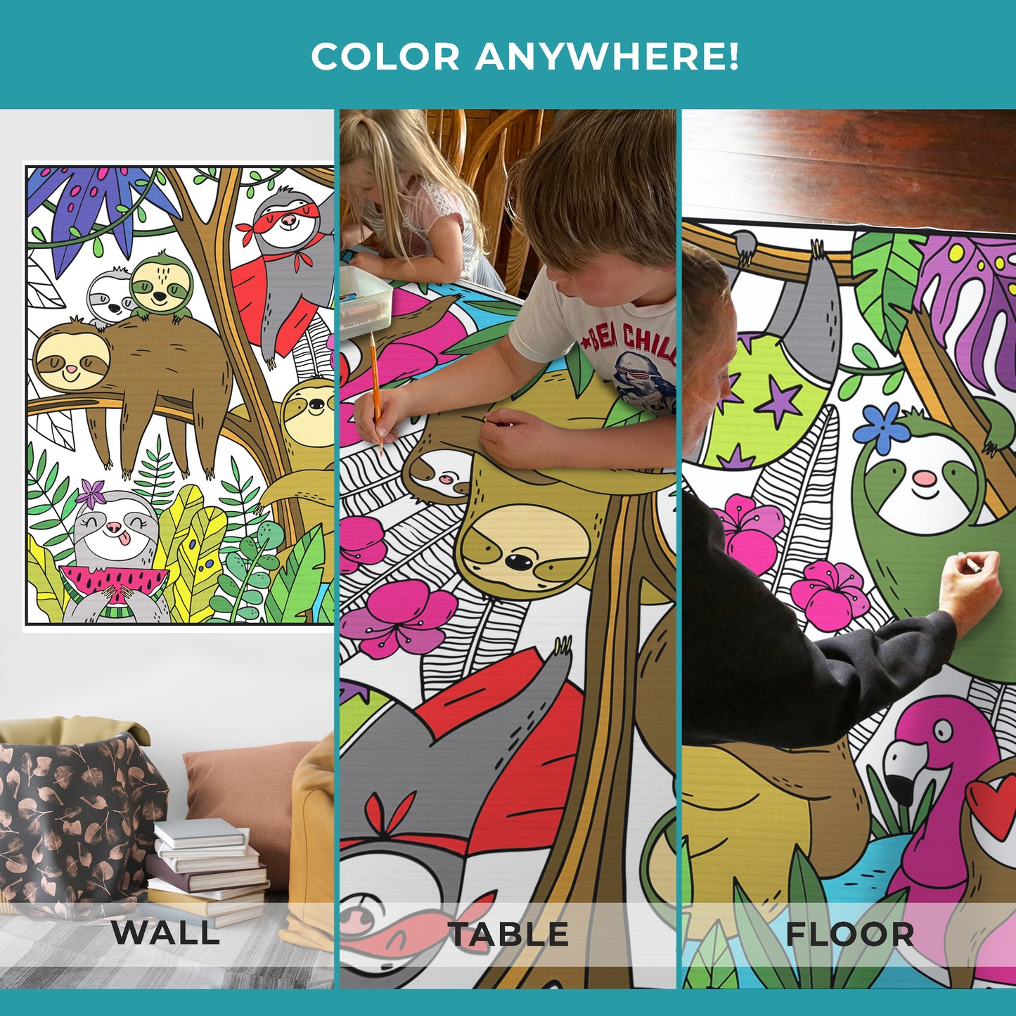 Silly Sloths Premium Giant Coloring Poster