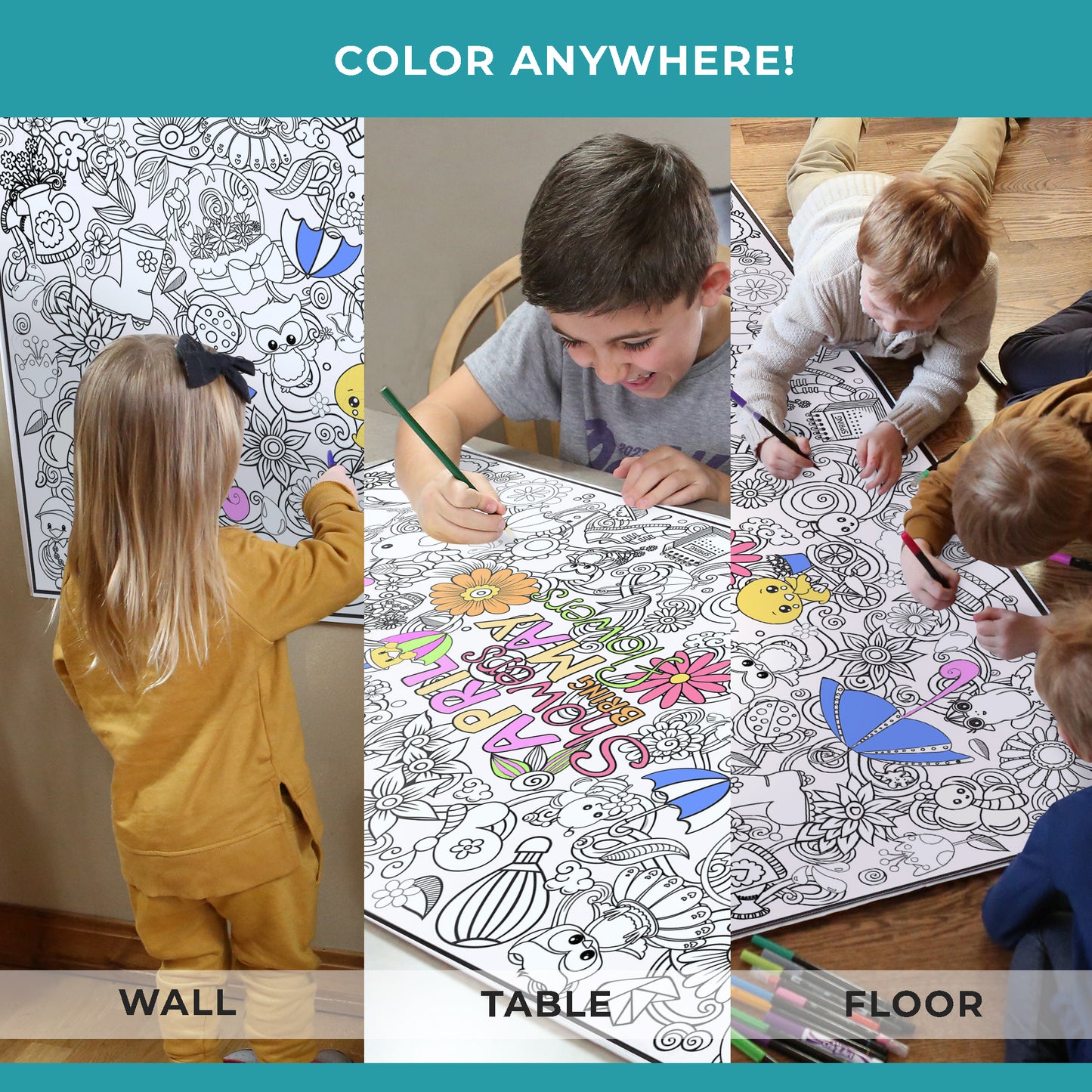Classic Spring Coloring Posters - Rolled or Folded