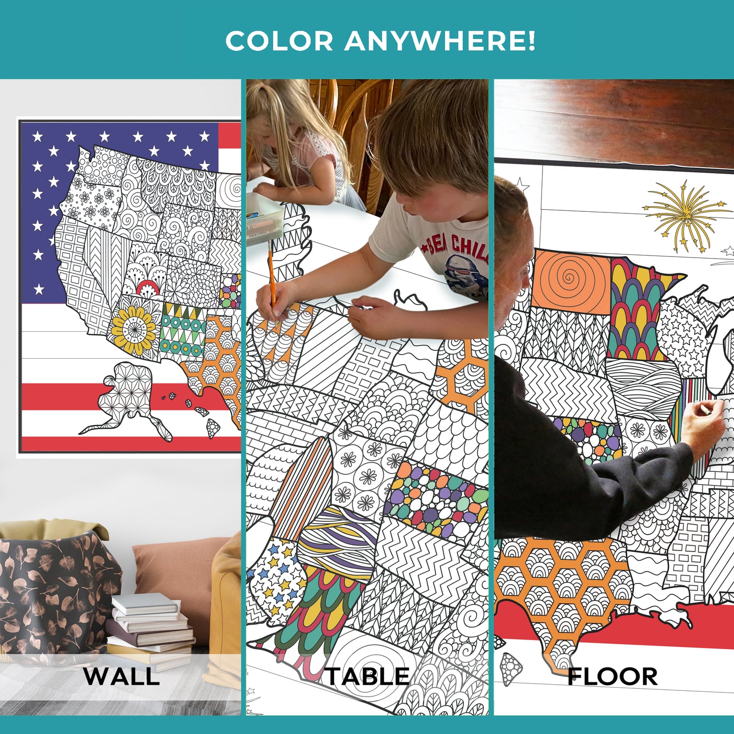 American Flag USA Premium Giant Coloring Poster