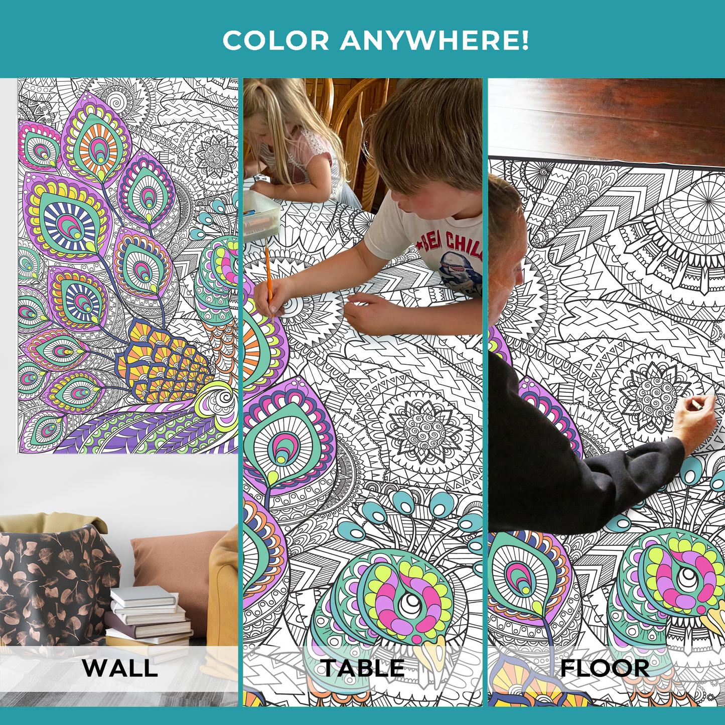 PERSONALIZED Premium Peacock Coloring Poster