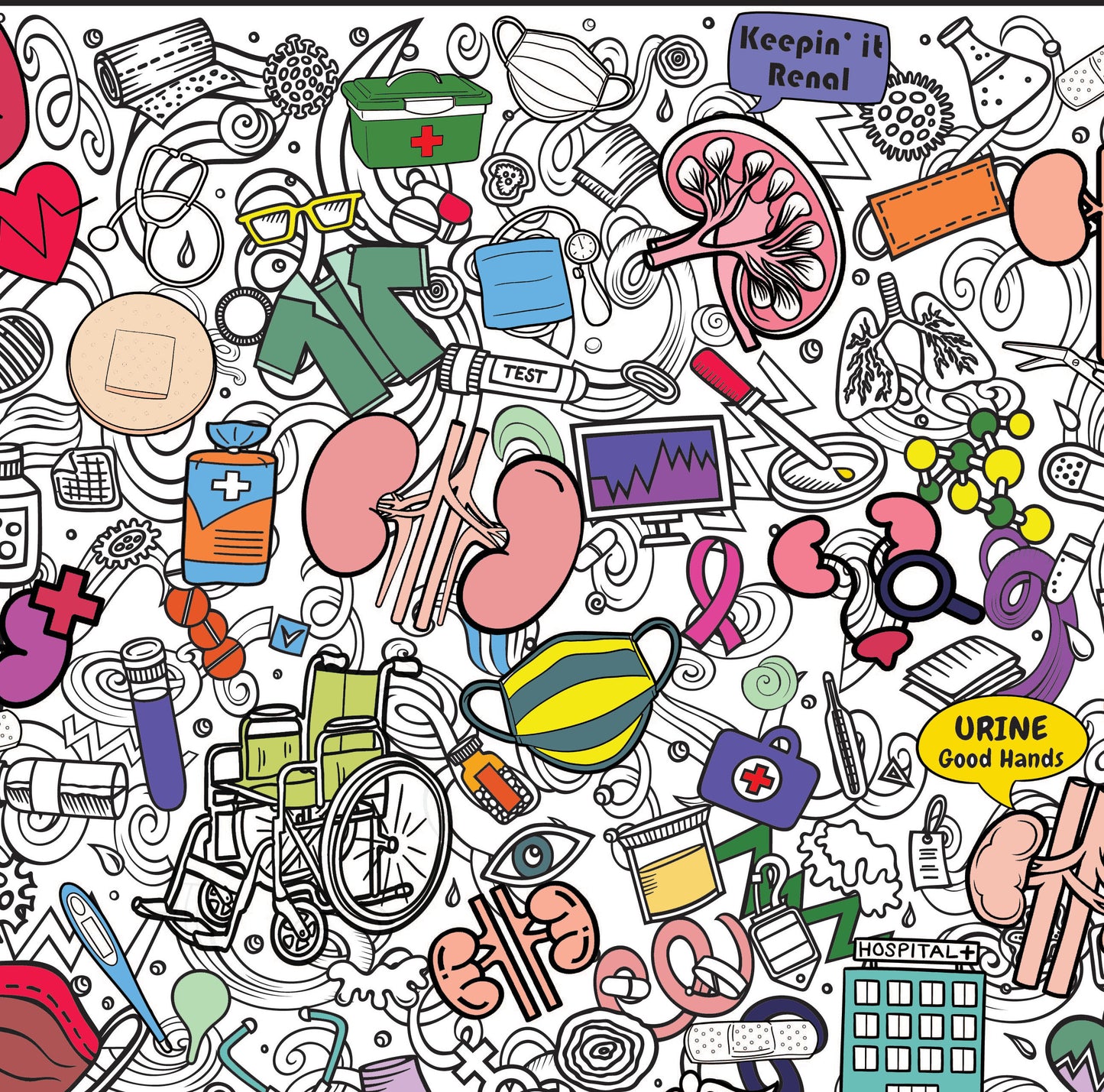 Kidney Coloring Poster for Health Awareness