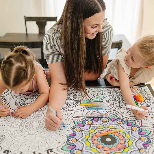 Large Mandala Coloring Banner | Huge Detailed Table Size Poster