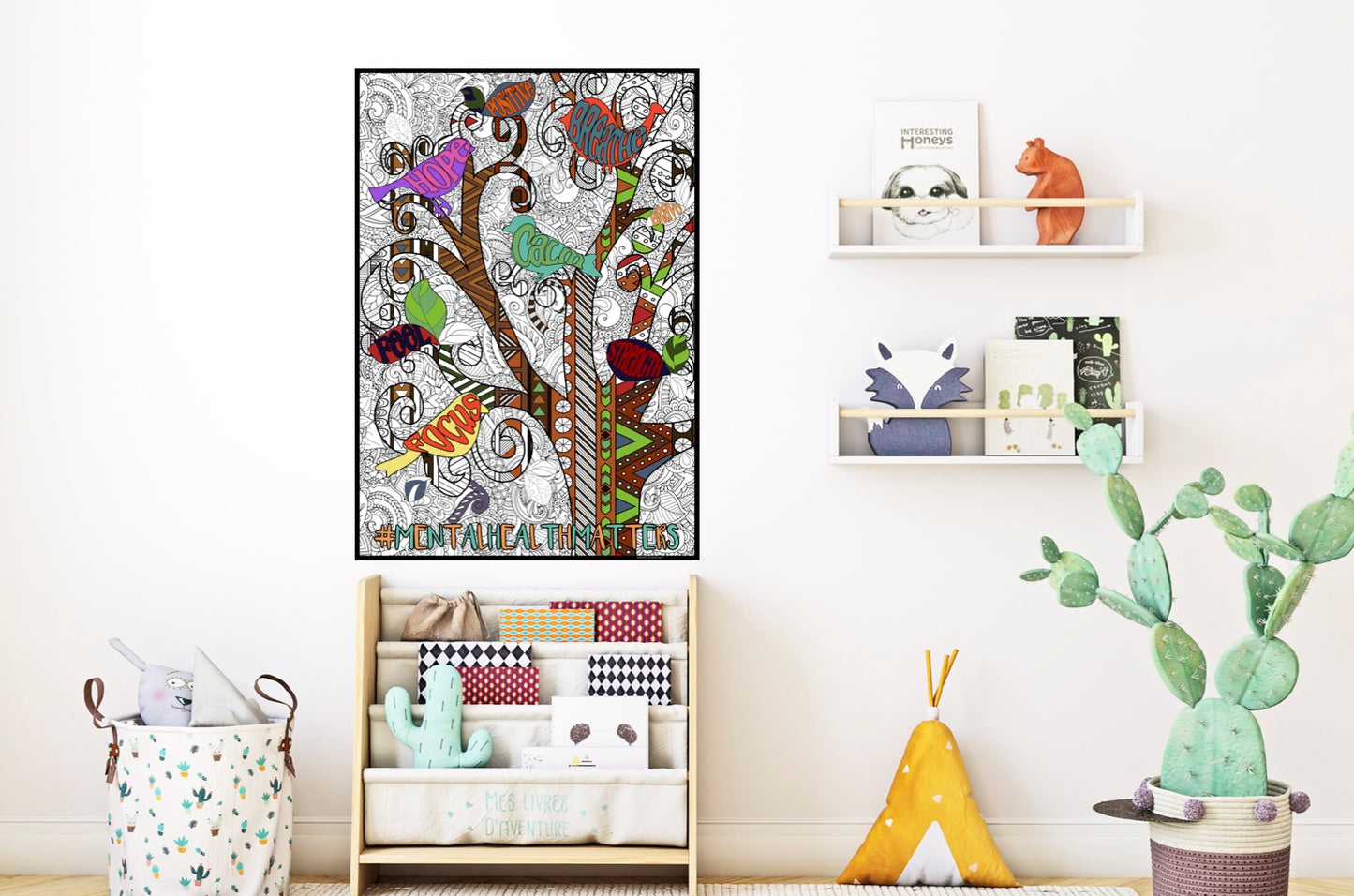 Mental Health Coloring Page - Premium Giant Poster for Wellness
